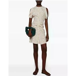 Victoria Beckham Gathered Waist Dress in Floral Ovation Peach UK 12 US 8